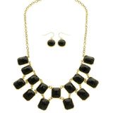 Mi Amore Necklace-Earring-Set Black/Gold-Tone