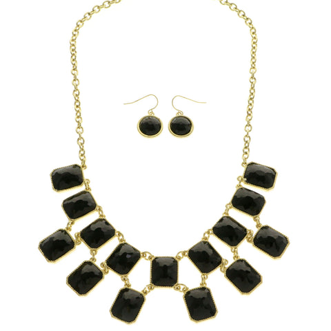 Mi Amore Necklace-Earring-Set Black/Gold-Tone