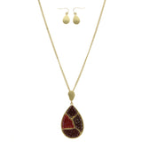 Mi Amore Necklace-Earring-Set Red/Gold-Tone