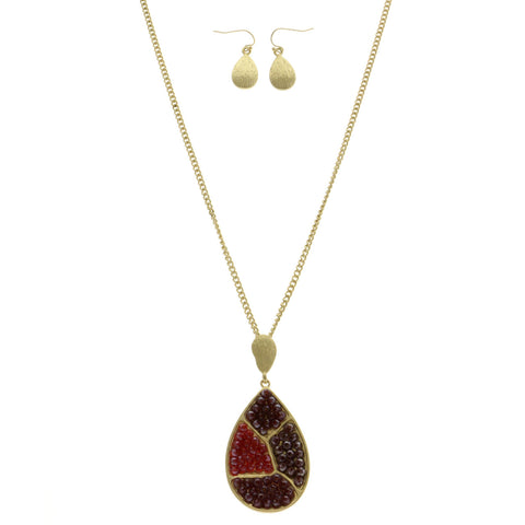 Mi Amore Necklace-Earring-Set Red/Gold-Tone
