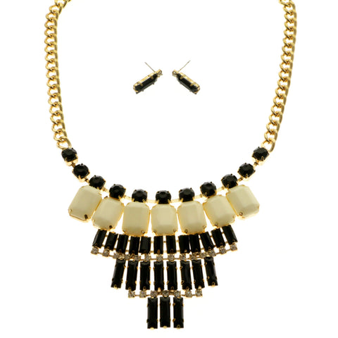 Mi Amore Necklace-Earring-Set Black/White