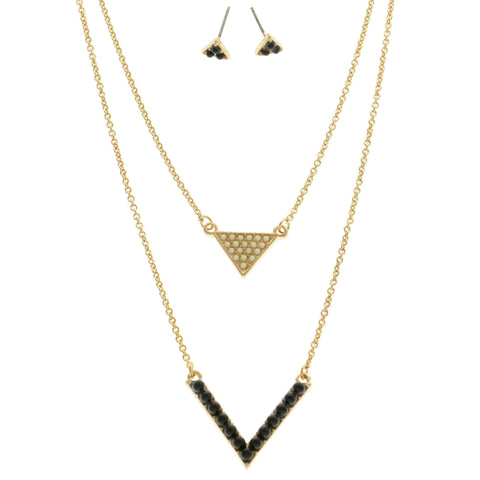 Mi Amore Necklace-Earring-Set Black/White