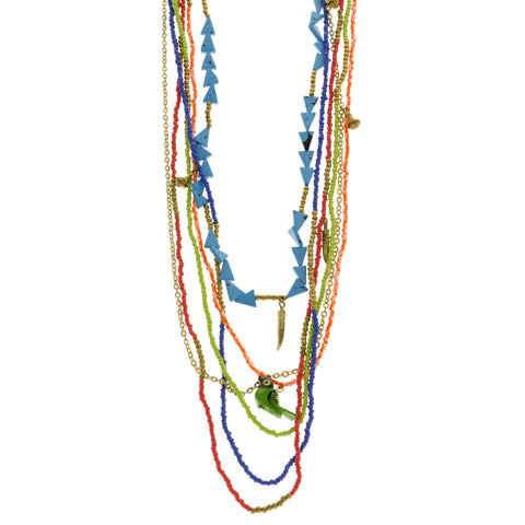 Mi Amore Bird Layered-Necklace Multicolor/Gold-Tone