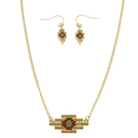 Mi Amore Necklace-Earring-Set Gold-Tone/Brown