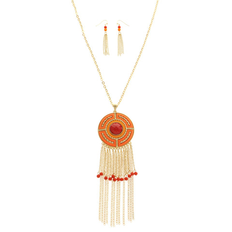 Mi Amore Necklace-Earring-Set Red/Orange