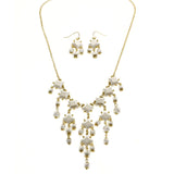 Mi Amore Necklace-Earring-Set Gray/Gold-Tone