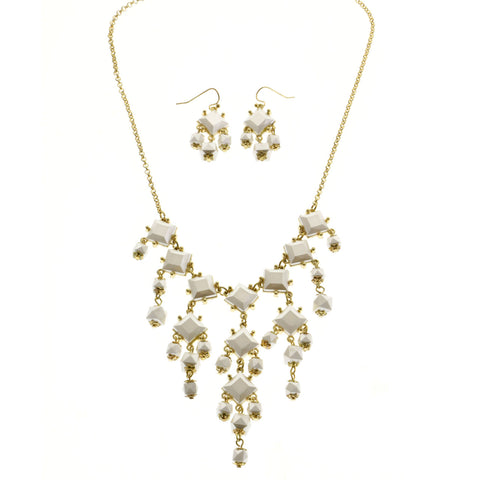 Mi Amore Necklace-Earring-Set Gray/Gold-Tone