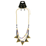 Mi Amore Necklace-Earring-Set Blue/Gold-Tone