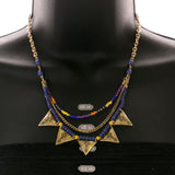 Mi Amore Necklace-Earring-Set Blue/Gold-Tone