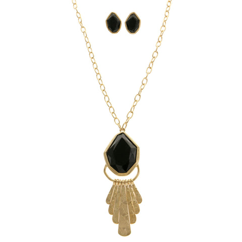 Mi Amore Necklace-Earring-Set Black/Gold-Tone