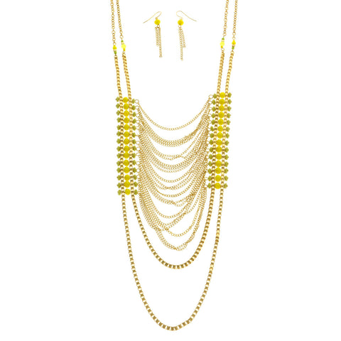 Mi Amore Necklace-Earring-Set Yellow/Green
