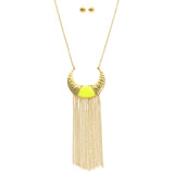 Mi Amore Tassel Necklace-Earring-Set Gold-Tone/Green