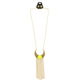Mi Amore Tassel Necklace-Earring-Set Gold-Tone/Green