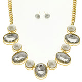 Mi Amore Necklace-Earring-Set Gold-Tone/White