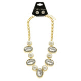 Mi Amore Necklace-Earring-Set Gold-Tone/White