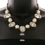 Mi Amore Necklace-Earring-Set Gold-Tone/White