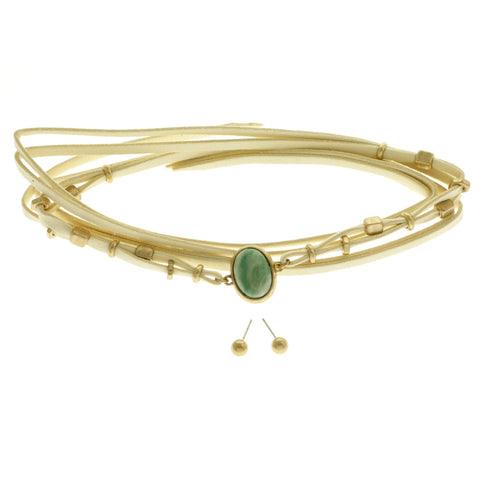 Mi Amore Necklace-Earring-Set White/Green