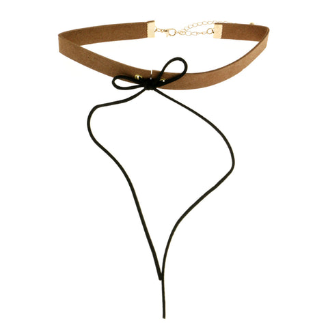 Mi Amore Bow Choker-Necklace Brown/Black