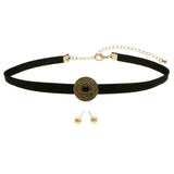 Mi Amore Necklace-Earring-Set Black/Bronze-Tone