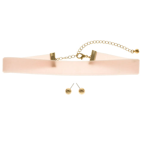 Mi Amore Necklace-Earring-Set Pink/Gold-Tone