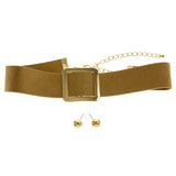 Mi Amore Necklace-Earring-Set Tan/Gold-Tone