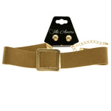 Mi Amore Necklace-Earring-Set Tan/Gold-Tone