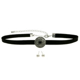 Mi Amore Necklace-Earring-Set Black/Silver-Tone