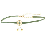 Mi Amore Necklace-Earring-Set Green/Gold-Tone