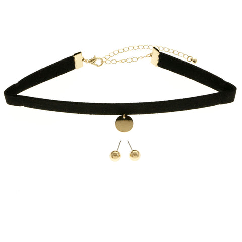 Mi Amore Necklace-Earring-Set Gold-Tone/Black