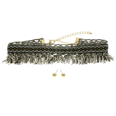 Mi Amore Fringe Necklace-Earring-Set Multicolor/Gold-Tone