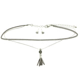 Mi Amore Necklace-Earring-Set Gray/Silver-Tone