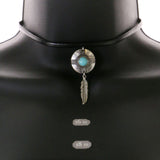 Mi Amore Feather Choker-Necklace Silver-Tone/Blue