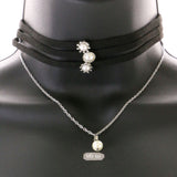 Mi Amore Necklace-Earring-Set Black/Silver-Tone