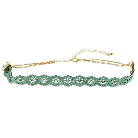 Mi Amore Choker-Necklace Green/Gold-Tone