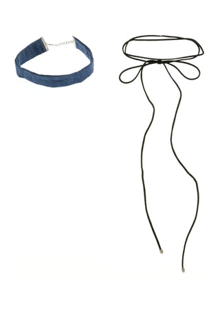 Mi Amore Bow Multiple-Necklace-Set Blue/Black