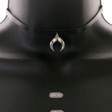 Mi Amore Crescent Choker-Necklace Silver-Tone/Black
