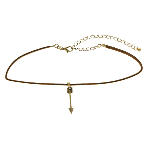 Mi Amore Arrow Choker-Necklace Brown/Gold-Tone