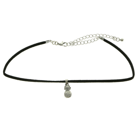 Mi Amore Pineapple Choker-Necklace Black/Silver-Tone