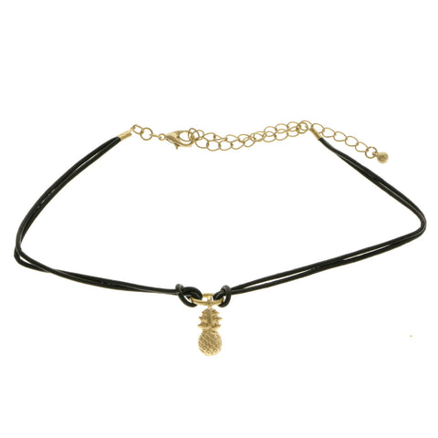 Mi Amore Pineapple Choker-Necklace Gold-Tone/Black