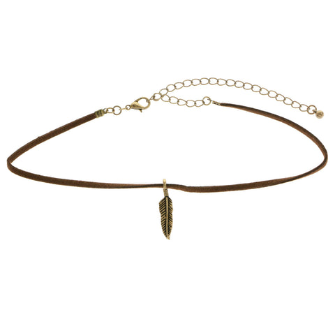 Mi Amore Feather Choker-Necklace Brown/Gold-Tone