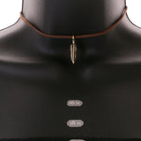 Mi Amore Feather Choker-Necklace Brown/Gold-Tone