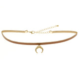 Mi Amore Crescent Choker-Necklace Brown/Gold-Tone