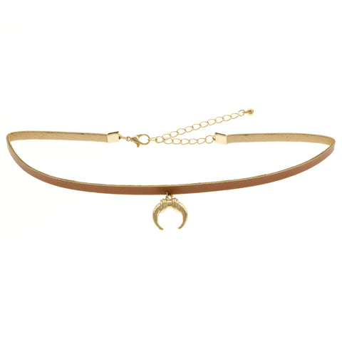 Mi Amore Crescent Choker-Necklace Brown/Gold-Tone