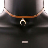 Mi Amore Crescent Choker-Necklace Brown/Gold-Tone