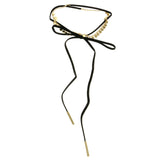 Mi Amore Bow Choker-Necklace Black/Gold-Tone