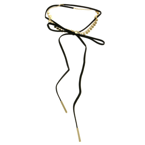 Mi Amore Bow Choker-Necklace Black/Gold-Tone