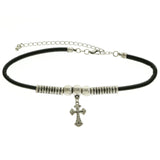Mi Amore Cross Choker-Necklace Silver-Tone/Black