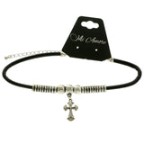 Mi Amore Cross Choker-Necklace Silver-Tone/Black