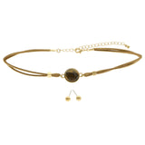 Mi Amore Necklace-Earring-Set Brown/Gold-Tone