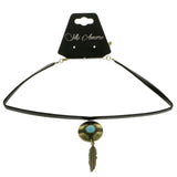 Mi Amore Feather Choker-Necklace Gold-Tone/Blue